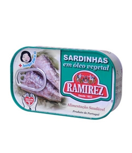 Sardinhas Ramirez em óleo vegetal 125g.