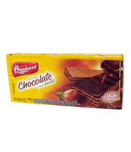 Wafer bauducco sabor chocolate com avelã 140g.